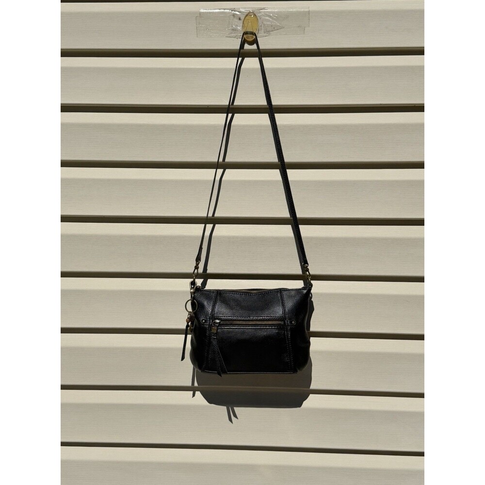 The Sak Sequoia Women’s Black Pebbled Leather Crossbody Bag Zip Pocket Boho